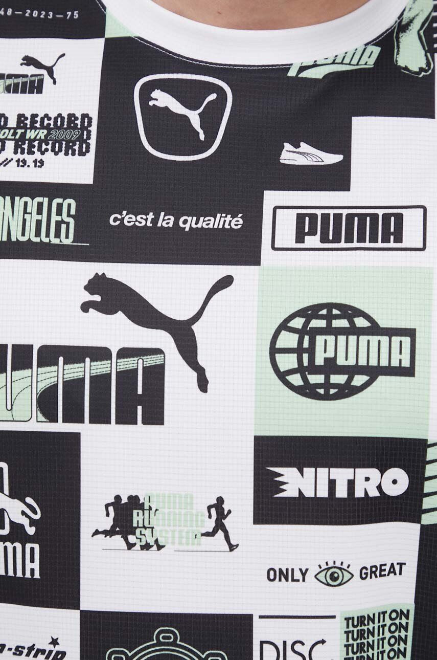 Puma Тениска за бягане Run Favorite в бяло с десен - Pepit.bg