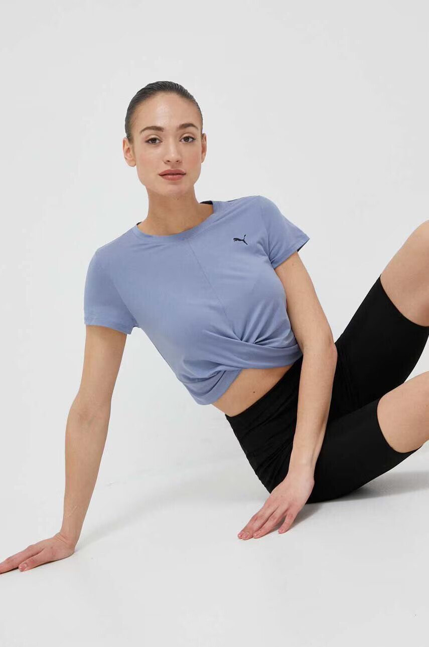 Puma Тениска за йога Studio Yogini Lite Twist в синьо - Pepit.bg