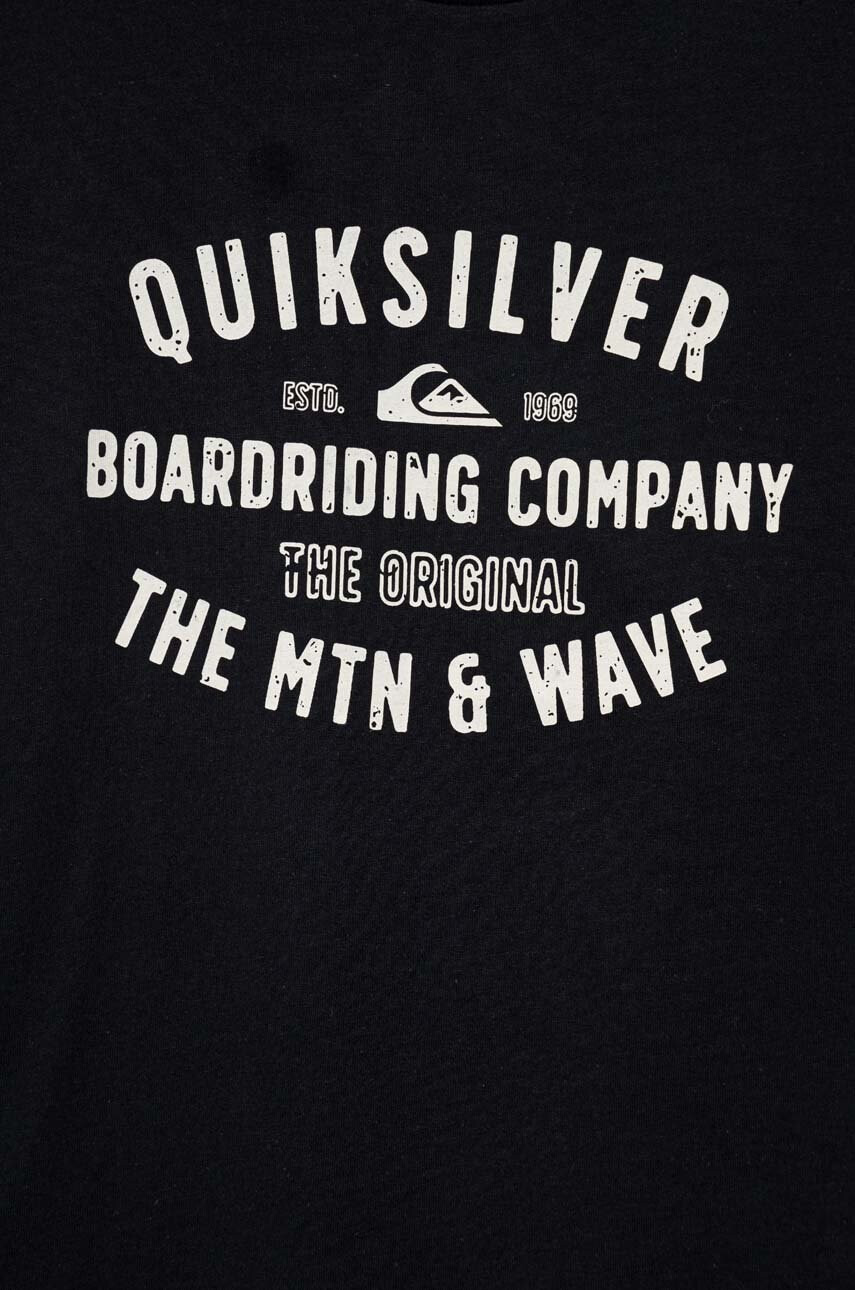 Quiksilver Детска памучна тениска в черно с принт - Pepit.bg