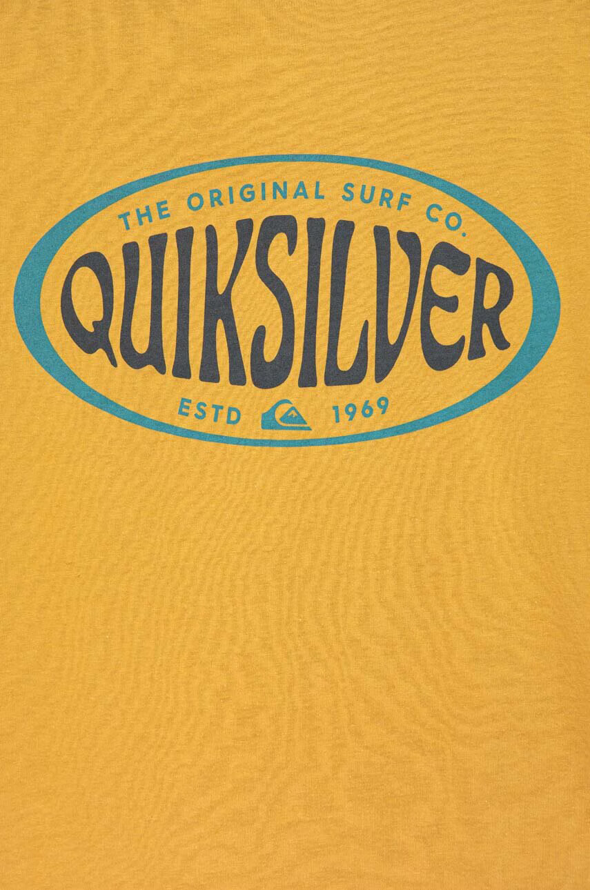 Quiksilver Детска памучна тениска в жълто с принт - Pepit.bg