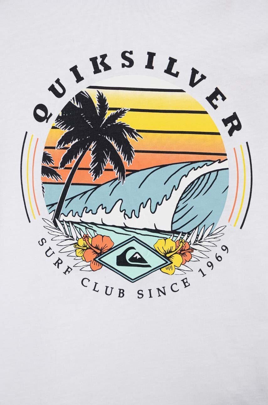 Quiksilver Детска памучна тениска в бяло с принт - Pepit.bg