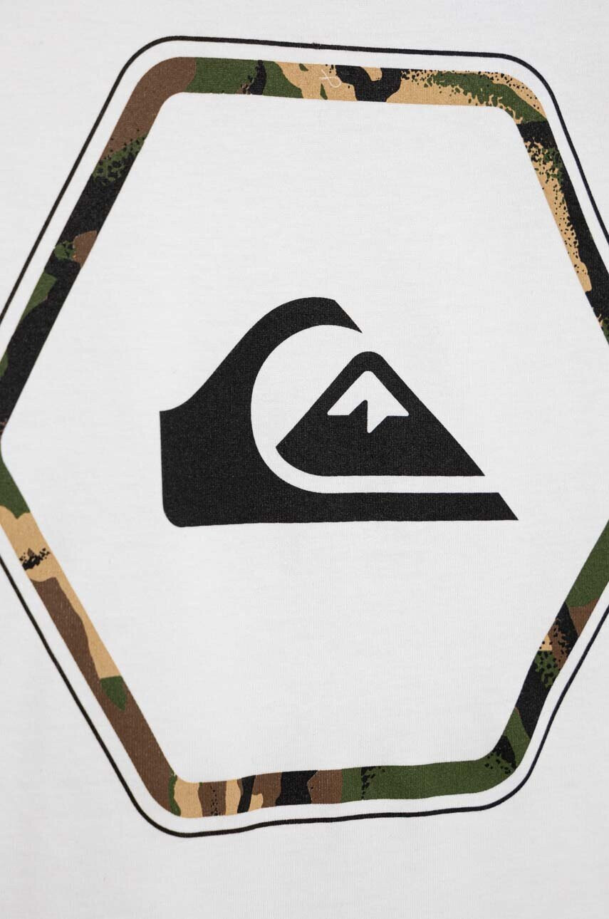 Quiksilver Детска памучна тениска в бяло с принт - Pepit.bg