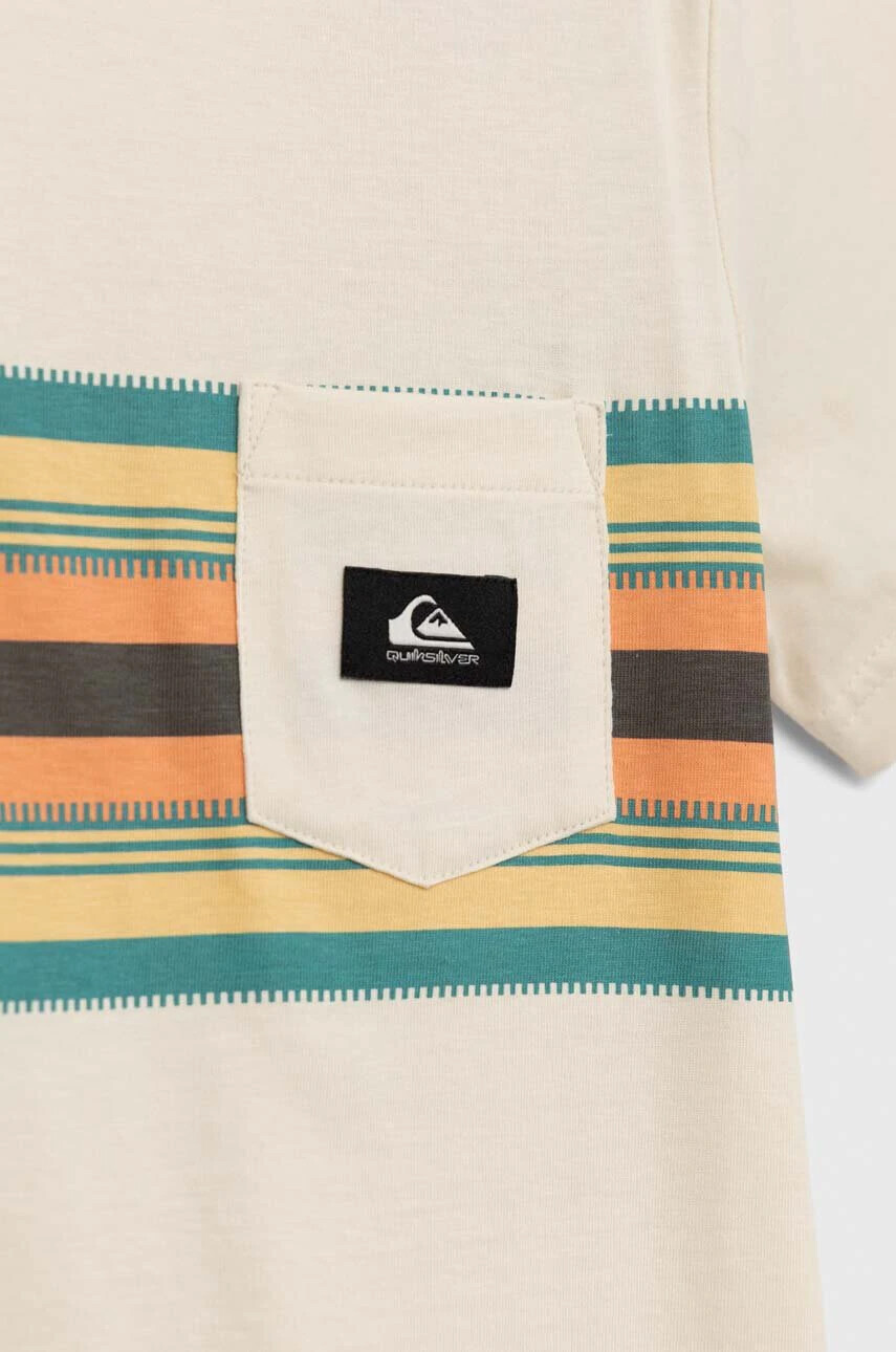 Quiksilver Детска памучна тениска в бежово с принт - Pepit.bg