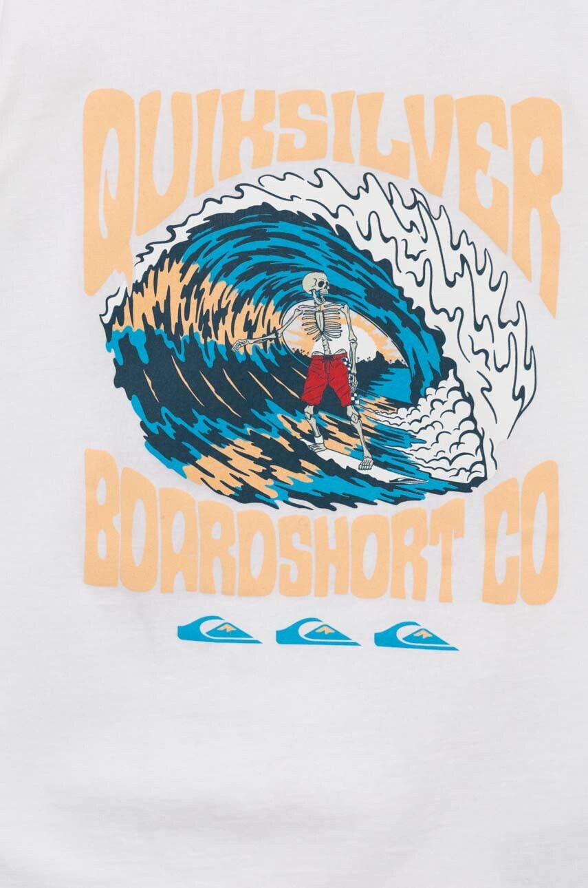 Quiksilver Детска памучна тениска в бяло с принт - Pepit.bg
