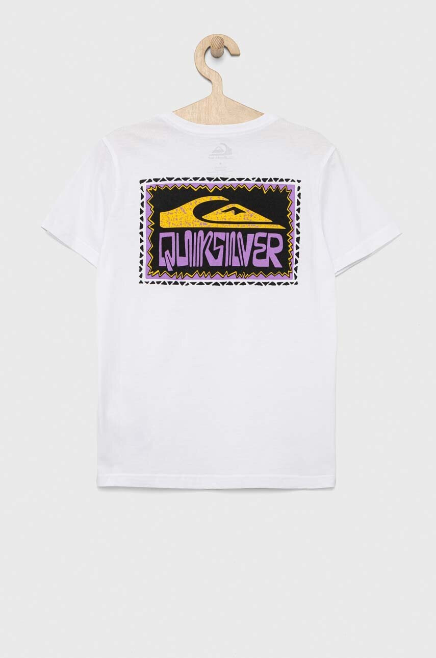 Quiksilver Детска памучна тениска в бяло с десен - Pepit.bg
