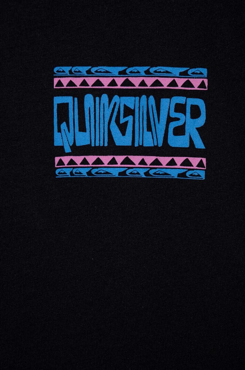 Quiksilver Детска памучна тениска в черно с десен - Pepit.bg