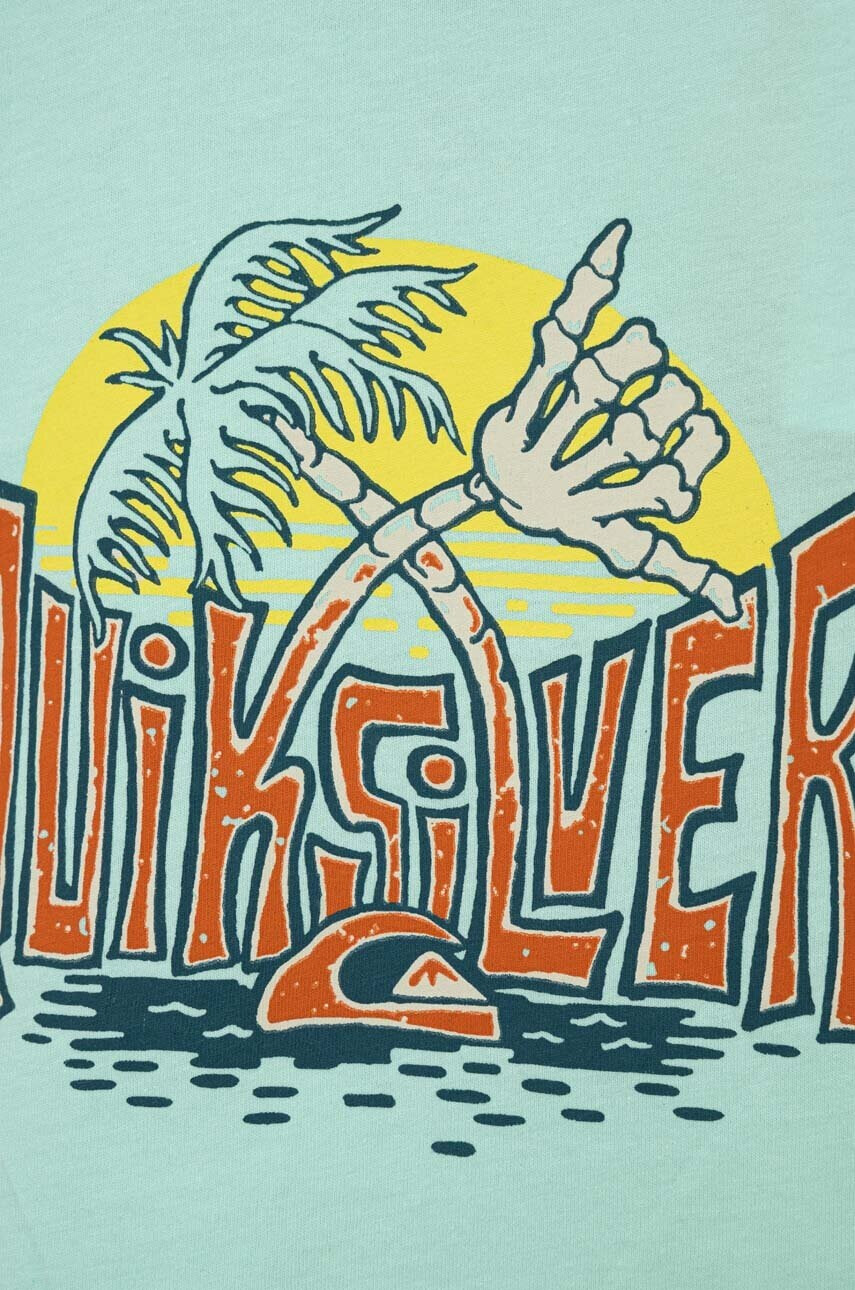 Quiksilver Детска памучна тениска в зелено с десен - Pepit.bg