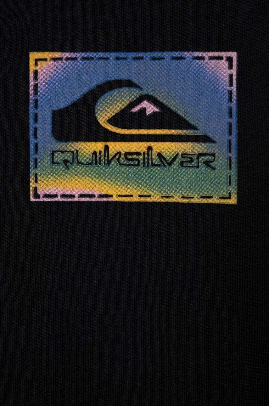 Quiksilver Детска памучна тениска в черно с десен - Pepit.bg