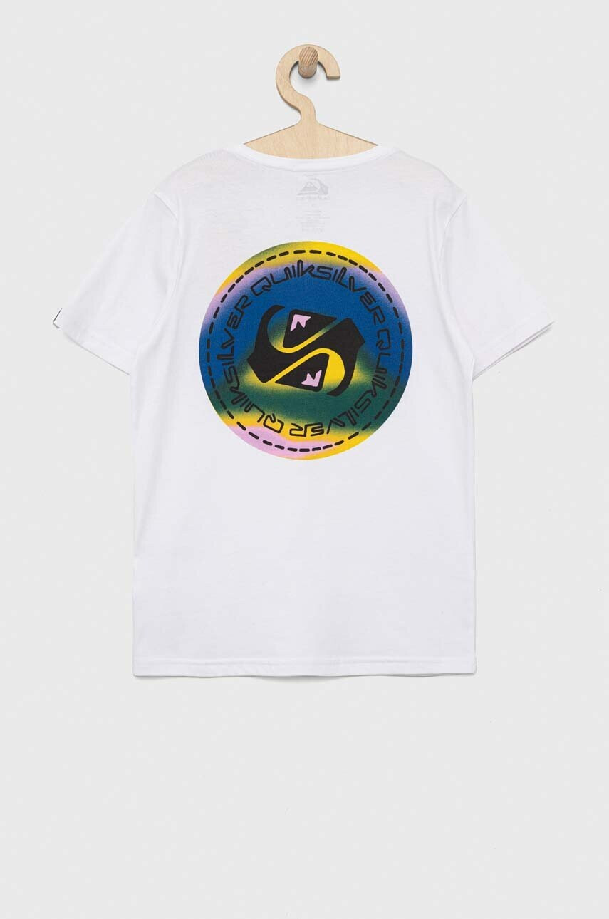 Quiksilver Детска памучна тениска в бяло с десен - Pepit.bg