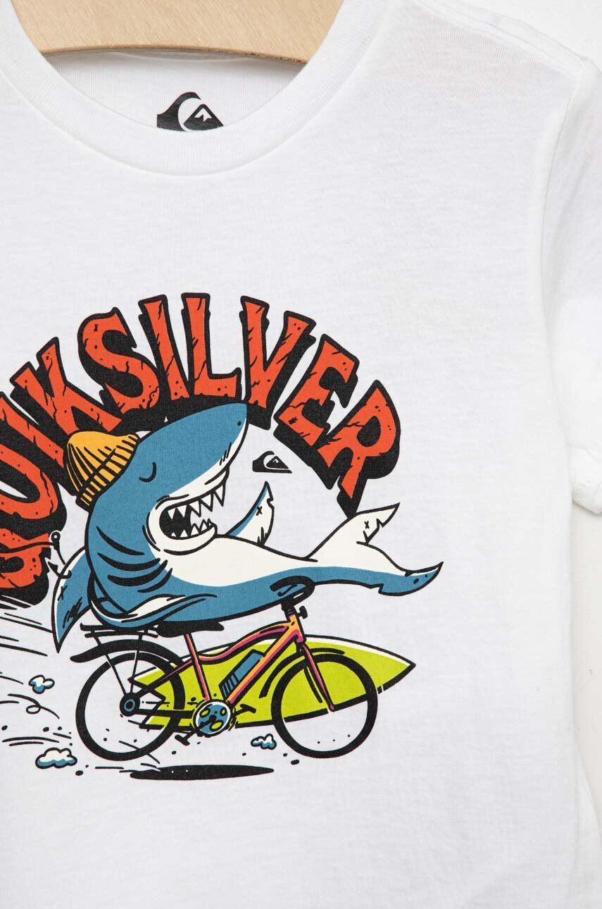 Quiksilver Детска памучна тениска в бяло с принт - Pepit.bg