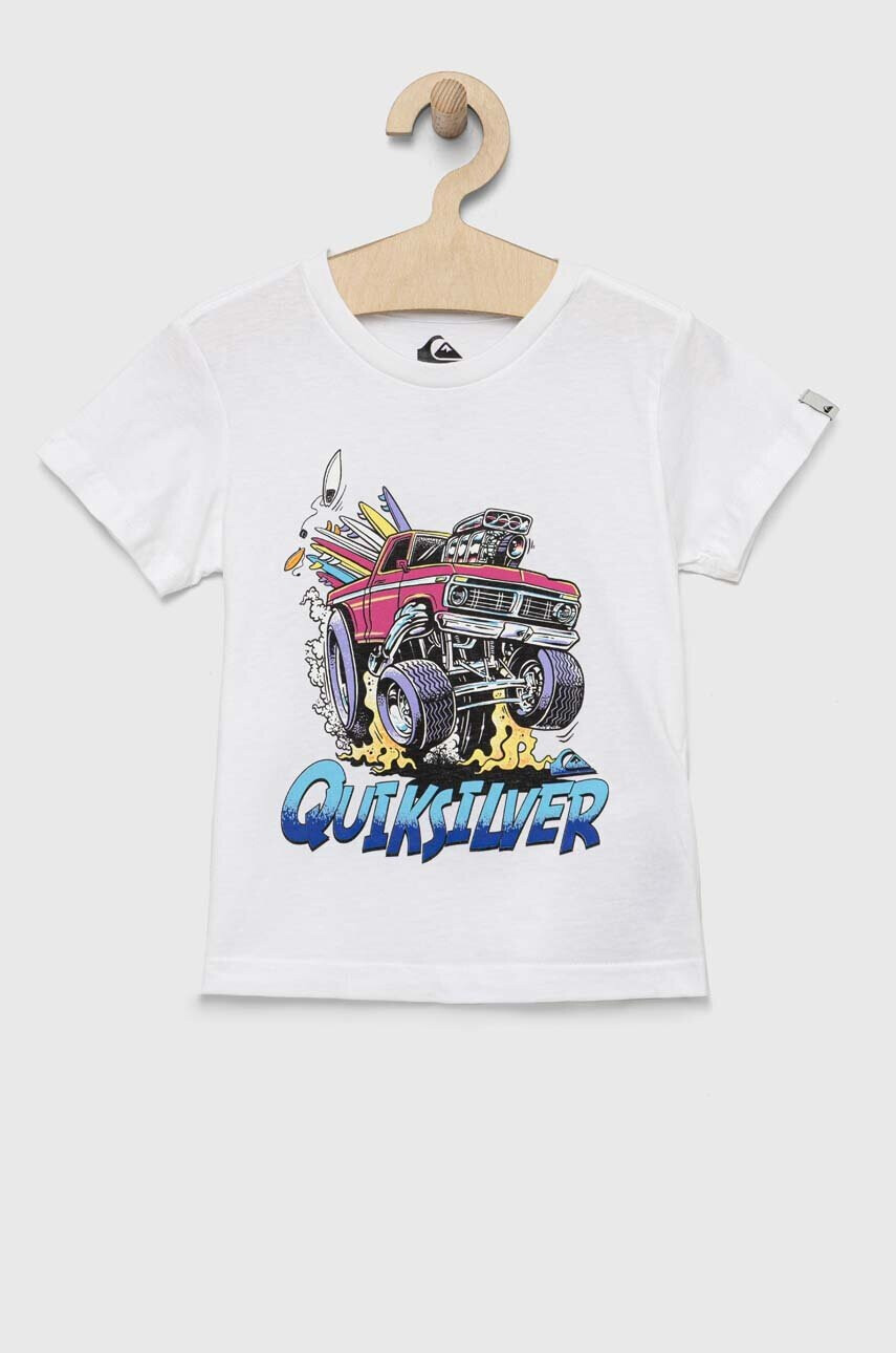 Quiksilver Детска памучна тениска в бяло с принт - Pepit.bg