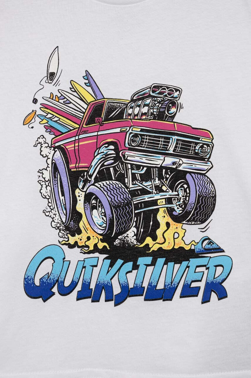 Quiksilver Детска памучна тениска в бяло с принт - Pepit.bg
