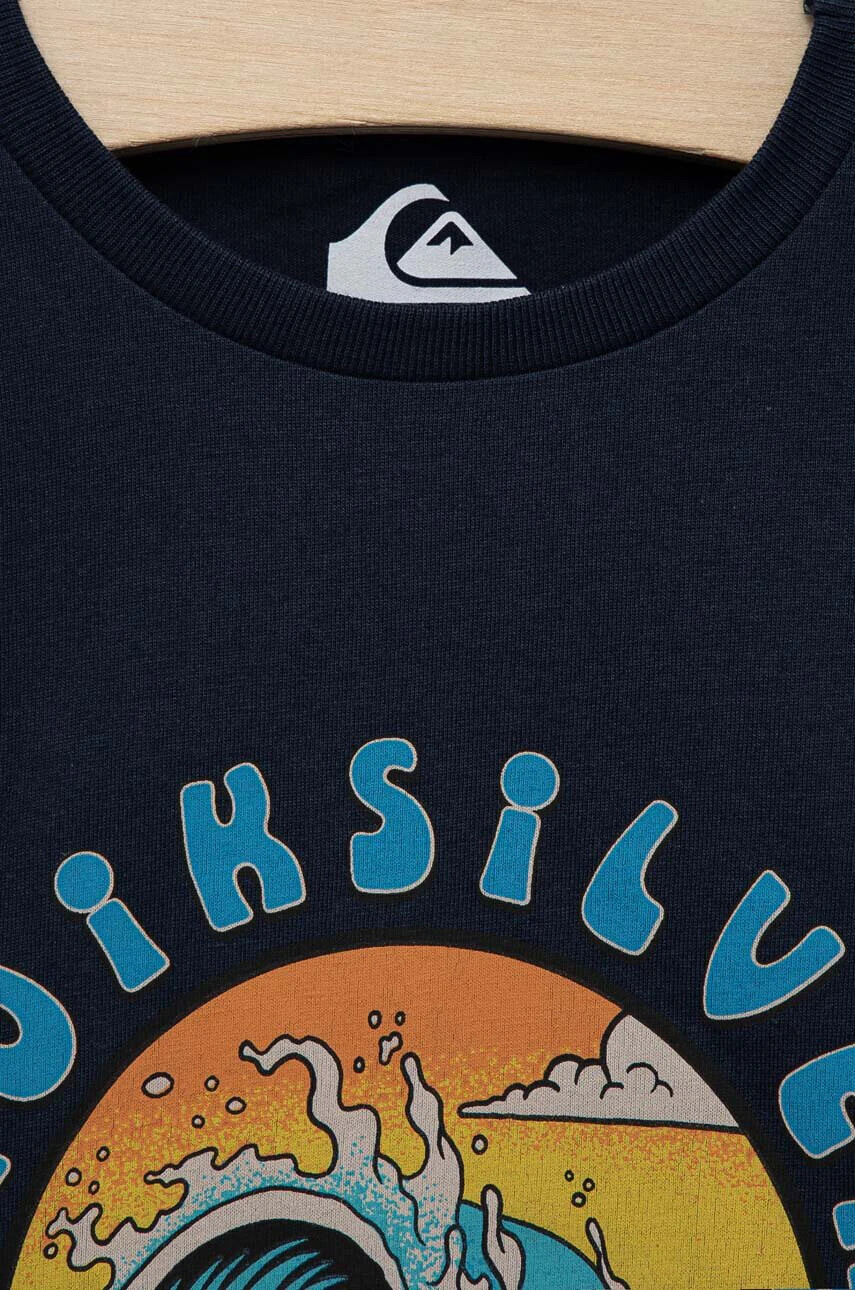 Quiksilver Детска памучна тениска в тъмносиньо с принт - Pepit.bg