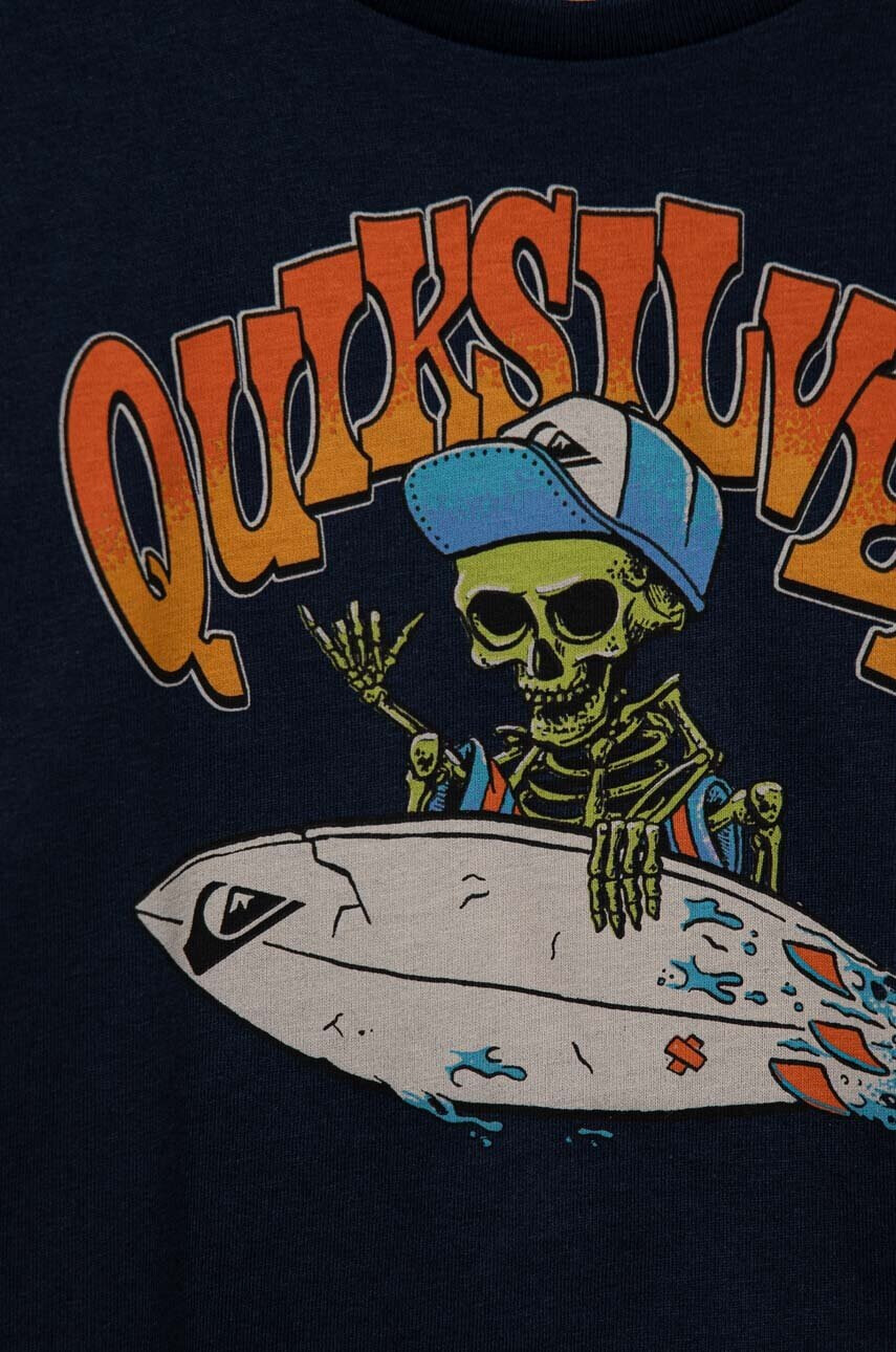 Quiksilver Детска памучна тениска в тъмносиньо с принт - Pepit.bg