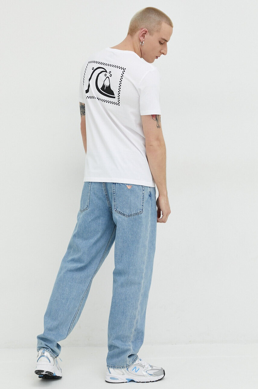 Quiksilver Памучна тениска в бяло с принт - Pepit.bg