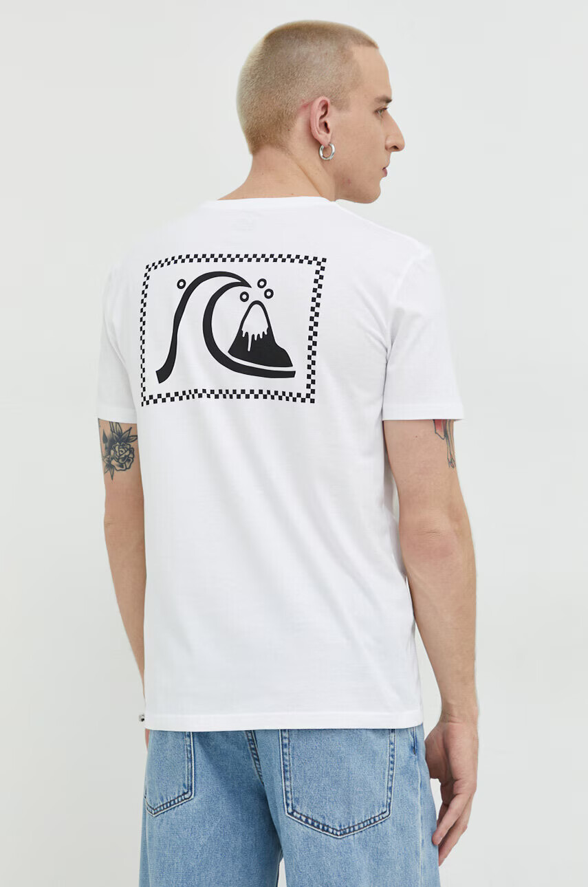 Quiksilver Памучна тениска в бяло с принт - Pepit.bg