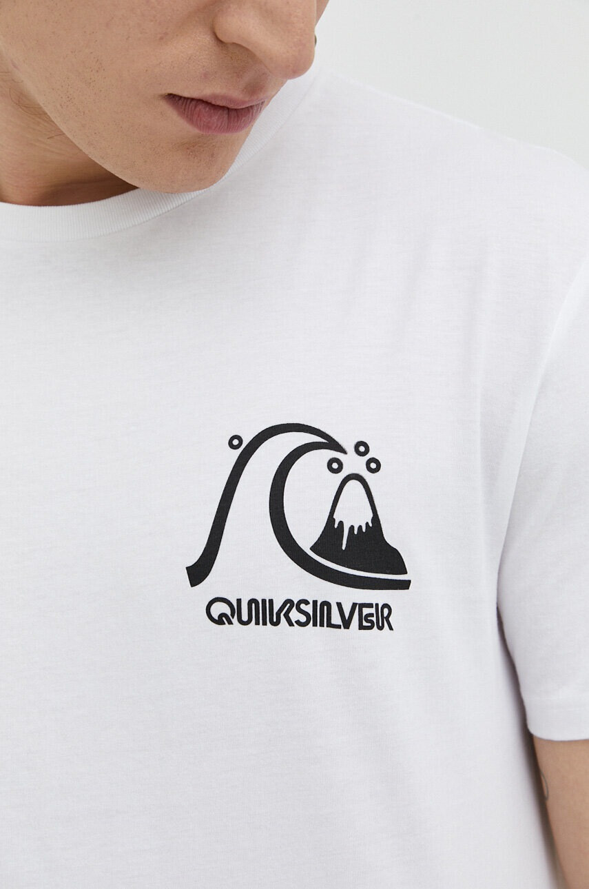 Quiksilver Памучна тениска в бяло с принт - Pepit.bg