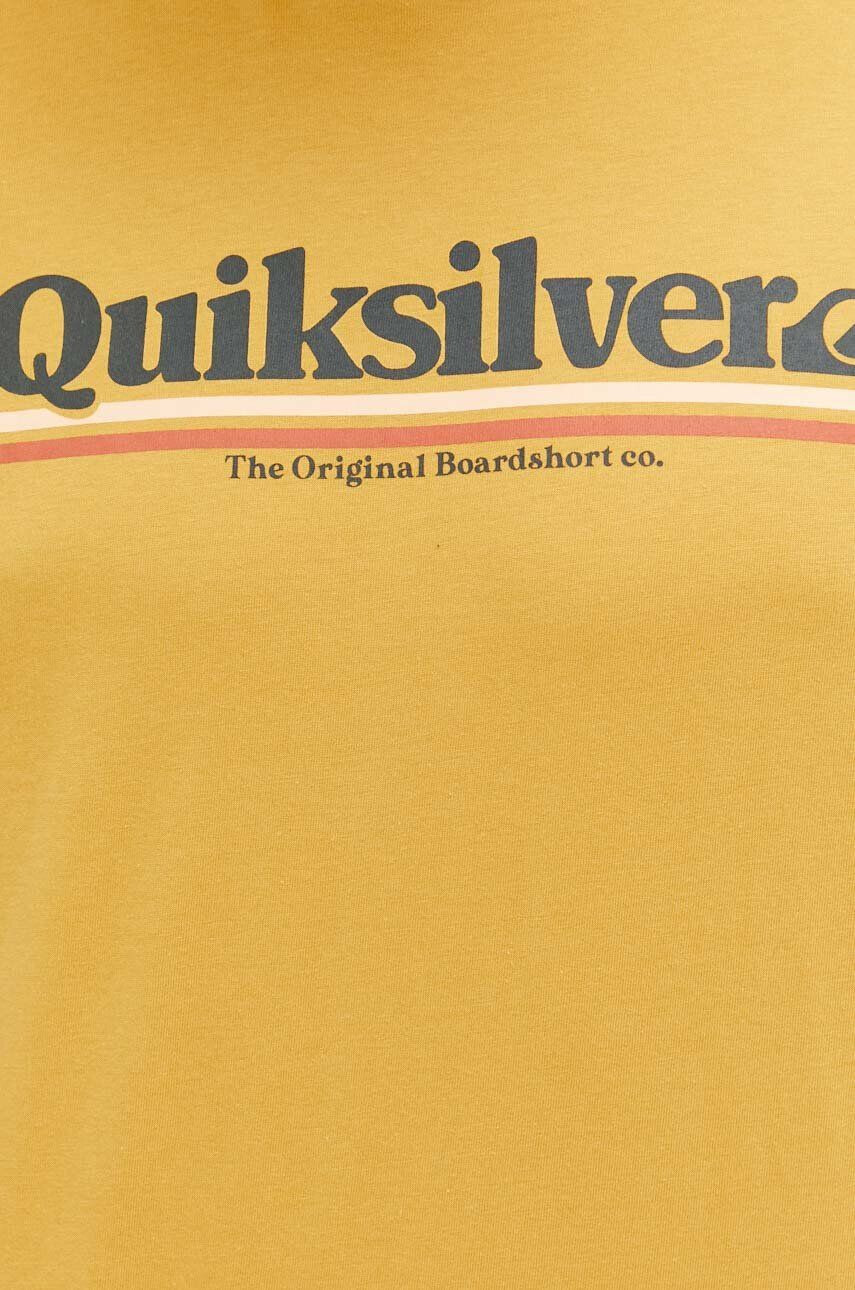 Quiksilver Памучна тениска в жълто с принт - Pepit.bg