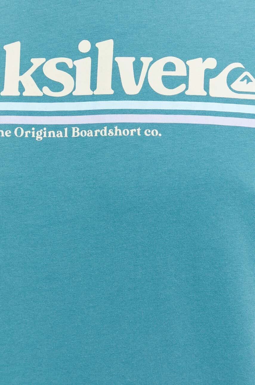 Quiksilver Памучна тениска в тюркоазено с принт - Pepit.bg