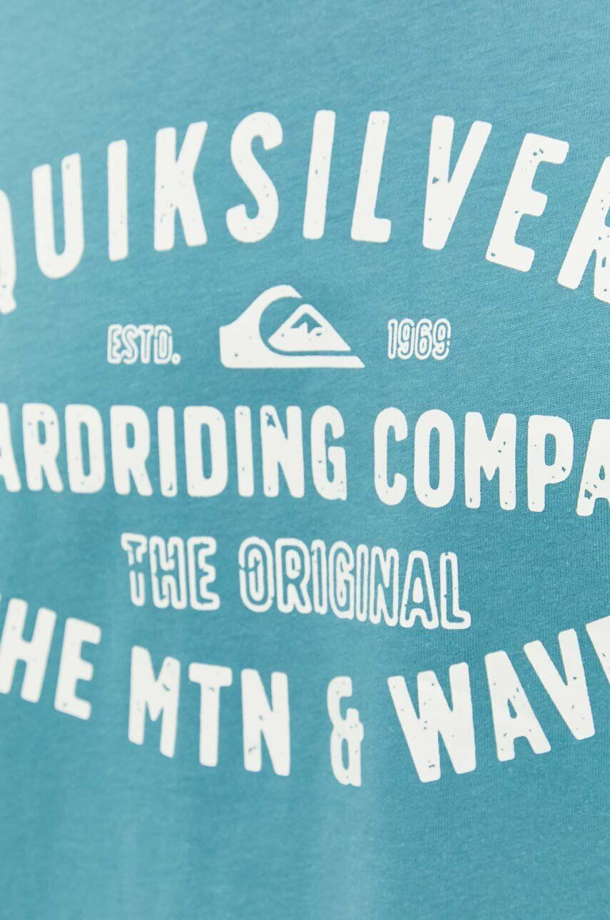 Quiksilver Памучна тениска в сиво с принт - Pepit.bg