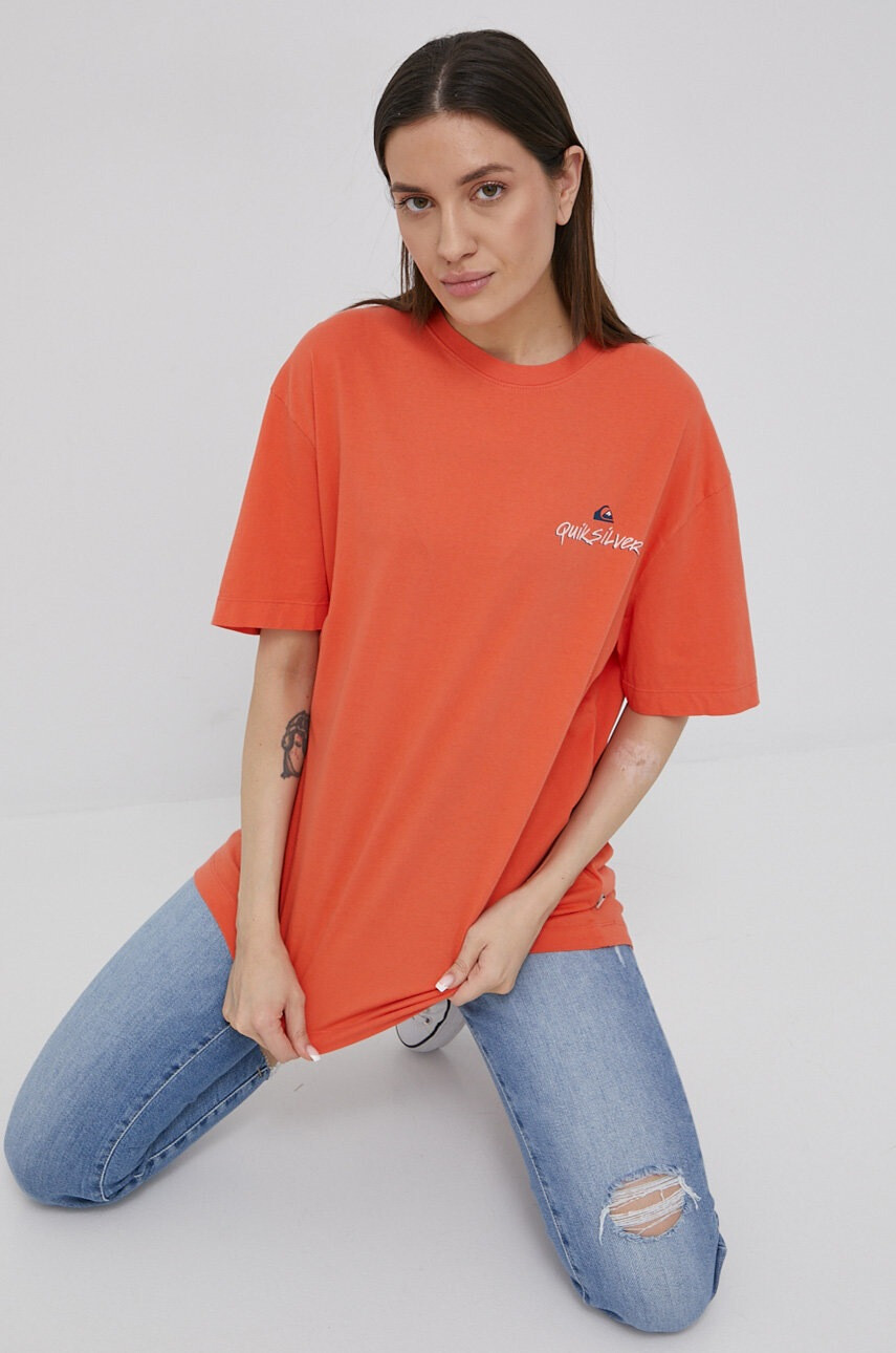 Quiksilver Памучна тениска в оранжево - Pepit.bg