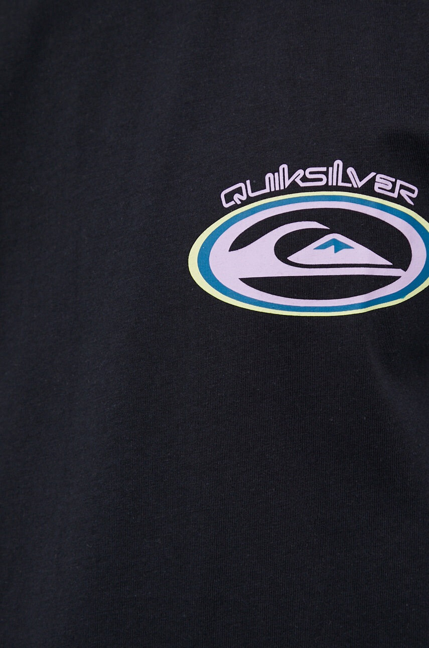Quiksilver Памучна тениска в черно с принт - Pepit.bg