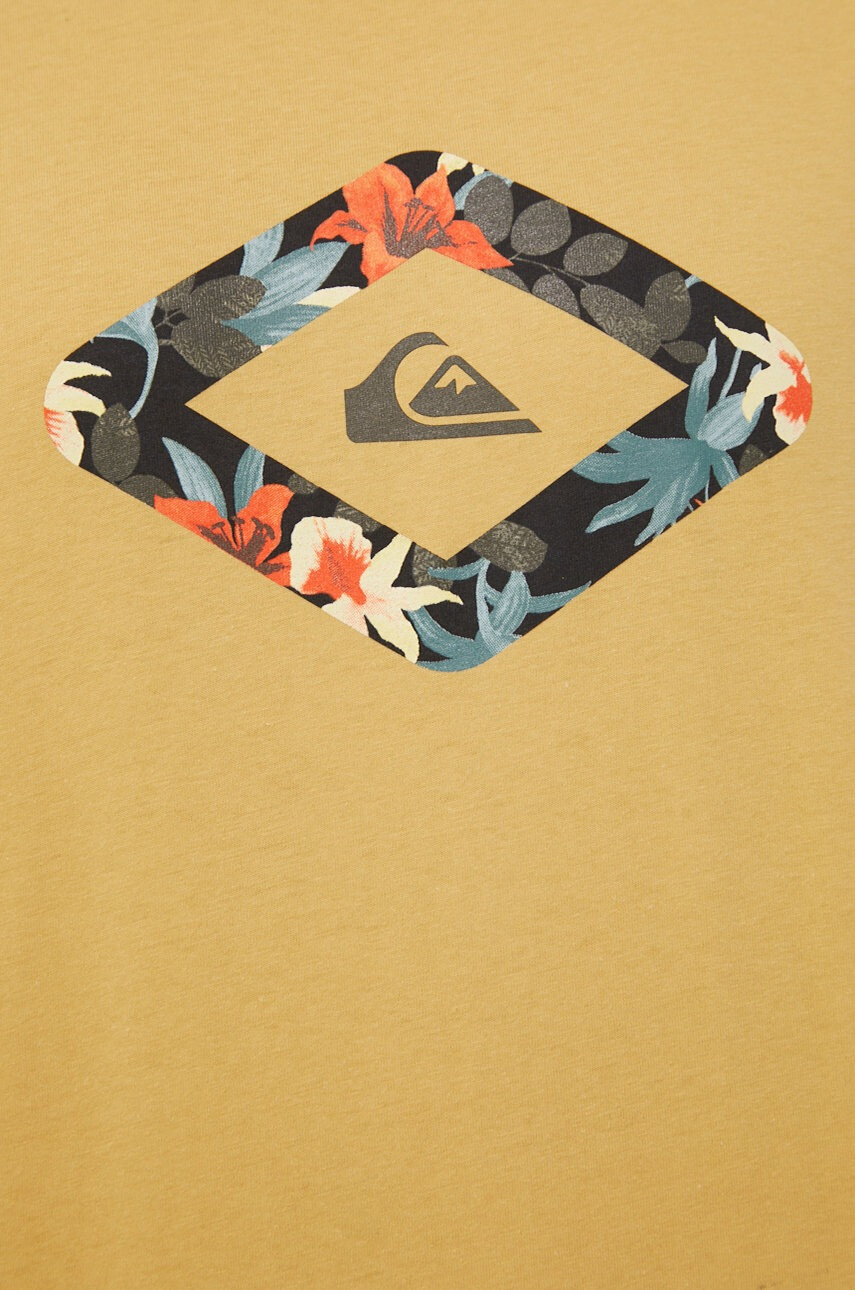Quiksilver Памучна тениска в жълто с принт - Pepit.bg