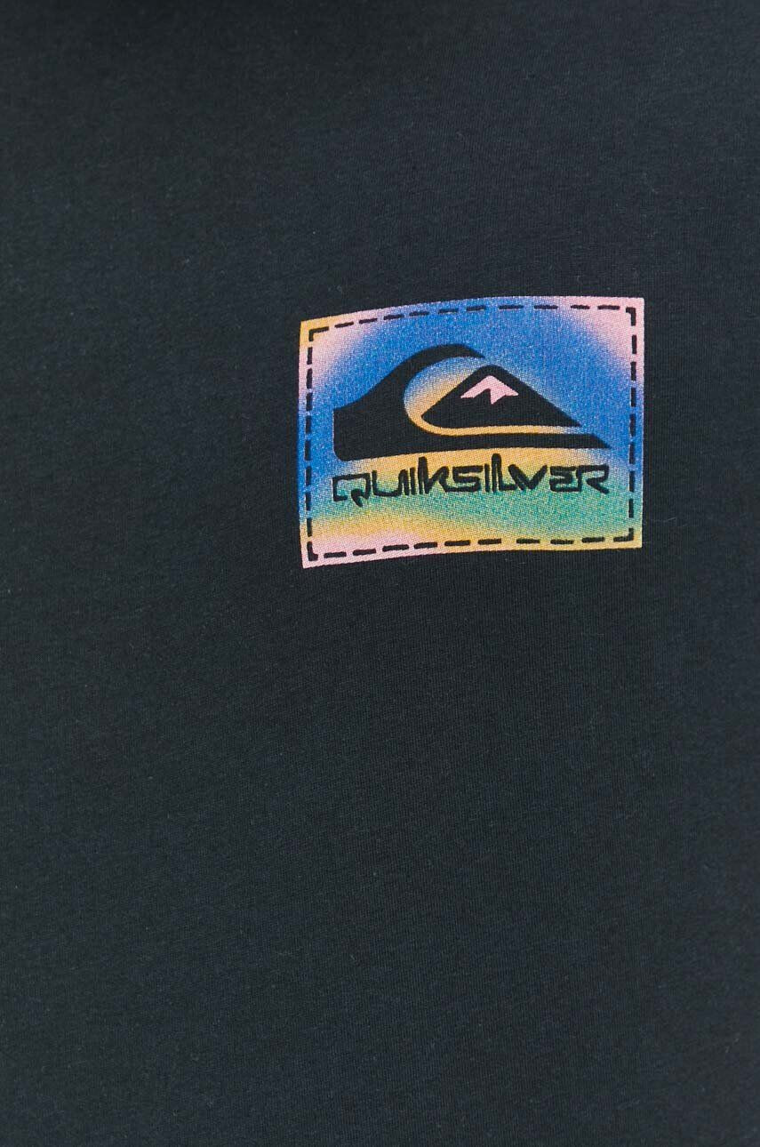 Quiksilver Памучна тениска в черно с принт - Pepit.bg