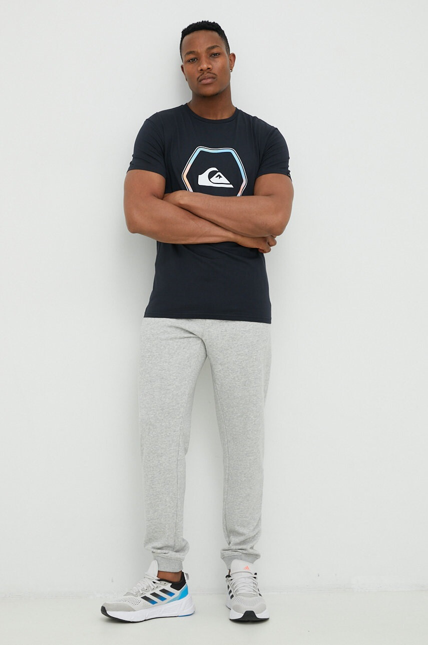 Quiksilver Памучна тениска в черно с принт - Pepit.bg