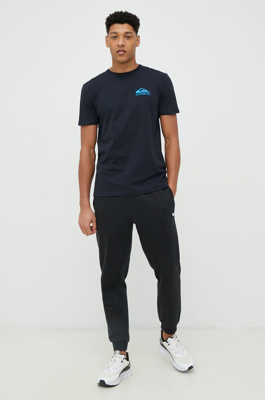 Quiksilver Памучна тениска в черно с принт - Pepit.bg