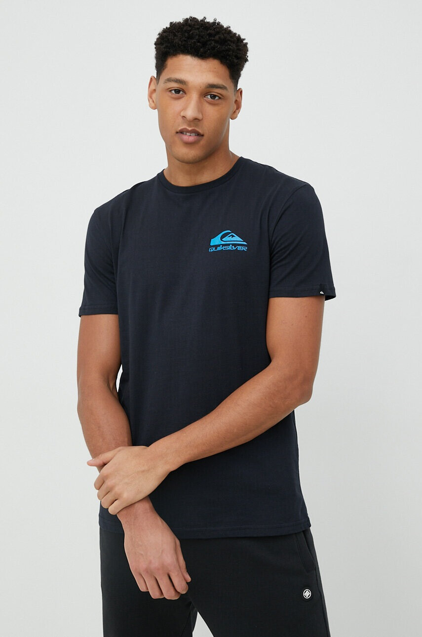 Quiksilver Памучна тениска в черно с принт - Pepit.bg