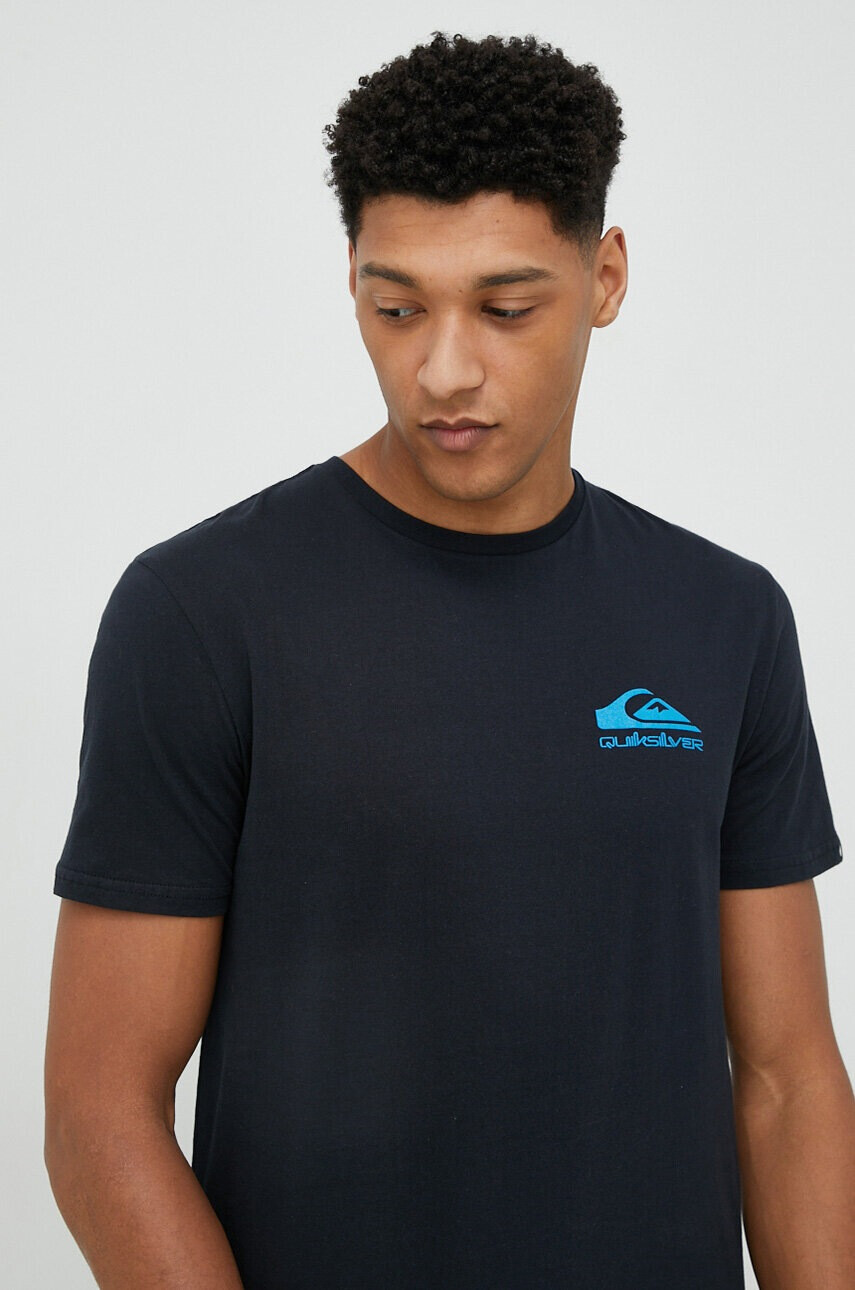 Quiksilver Памучна тениска в черно с принт - Pepit.bg
