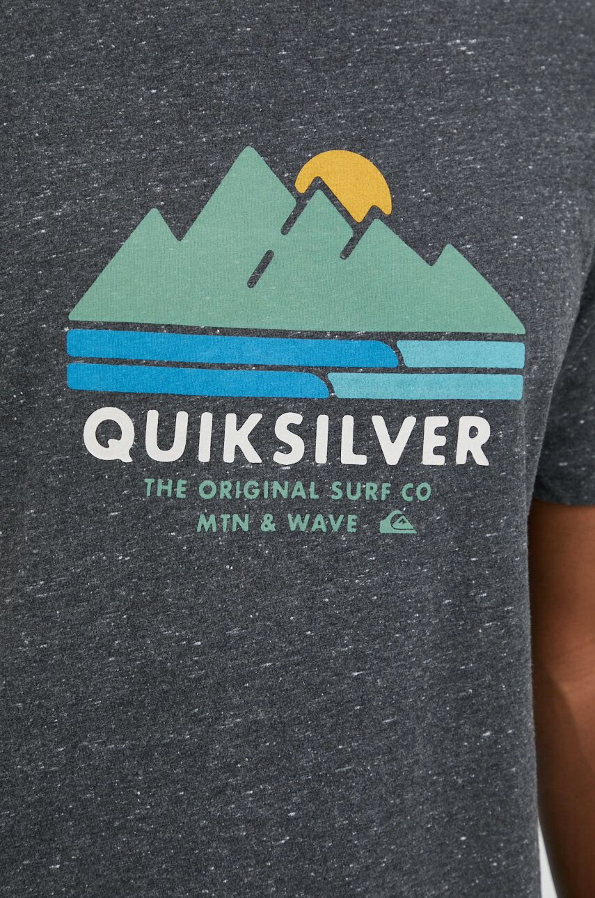 Quiksilver Памучна тениска в червено с принт - Pepit.bg