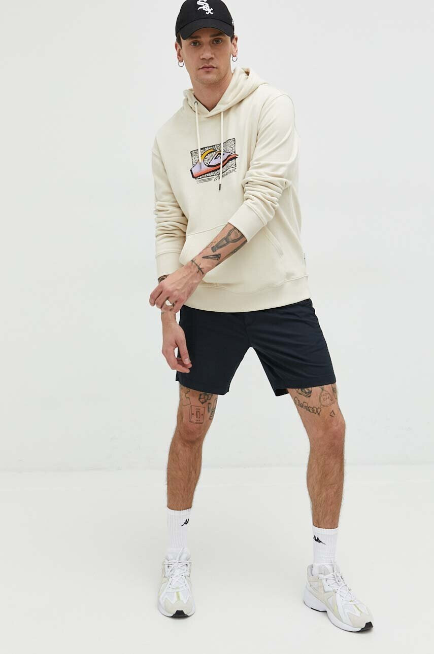 Quiksilver Суичър в бежово с качулка с принт - Pepit.bg