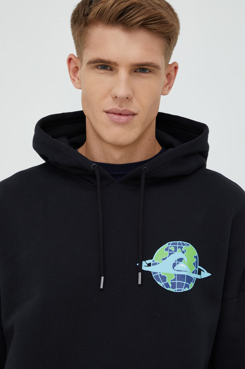 Quiksilver Суичър в черно с качулка с принт - Pepit.bg