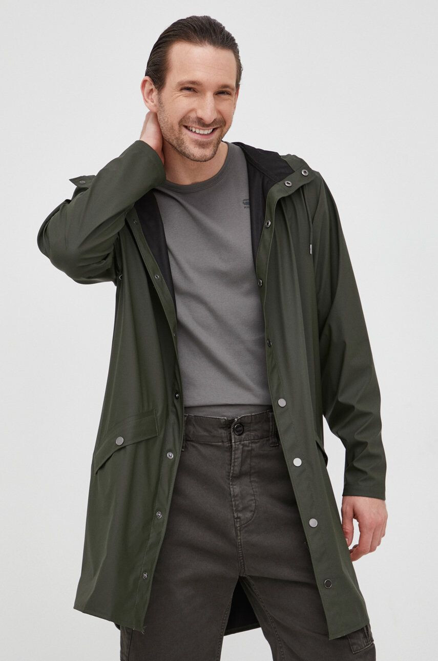 Rains Яке 12020 Long Jacket в зелено с преходна изолация - Pepit.bg