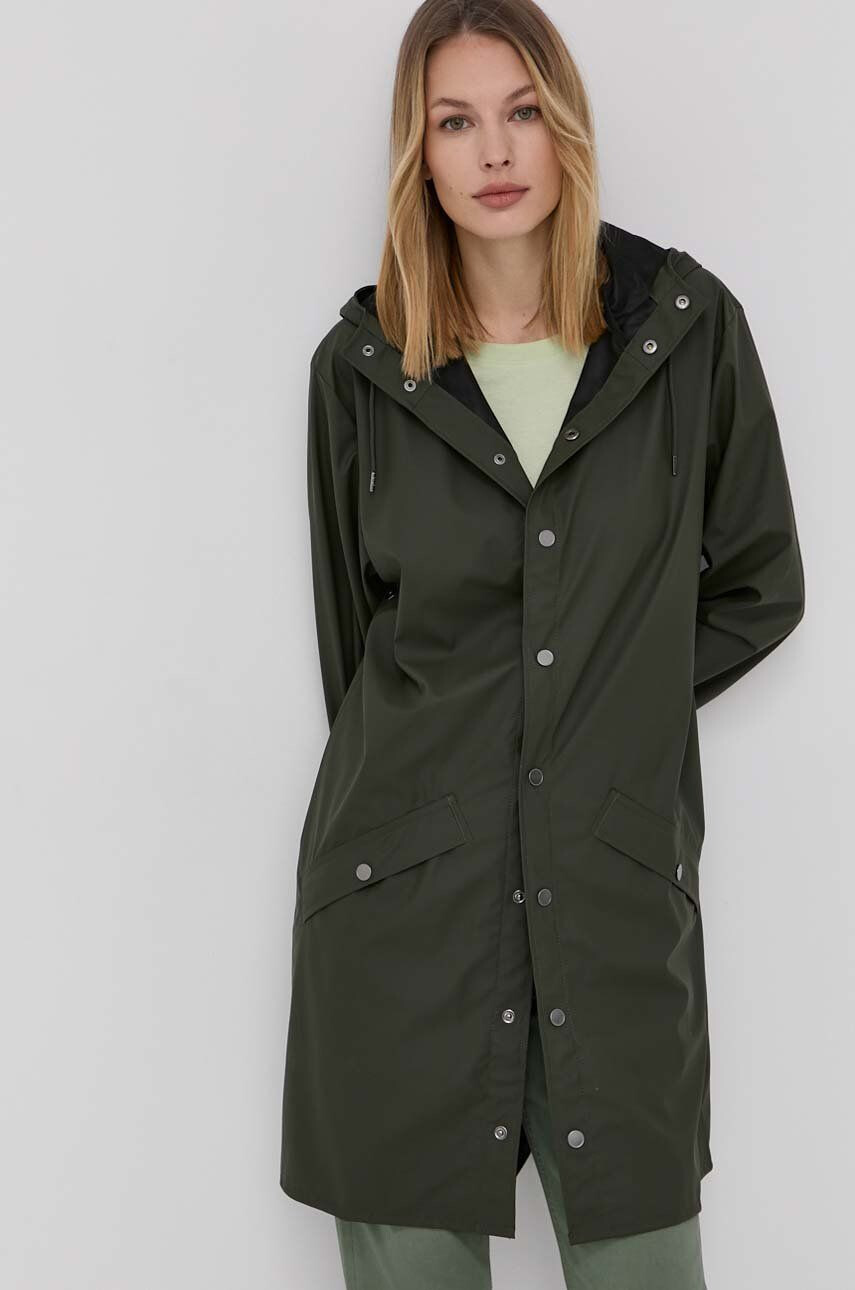 Rains Яке 12020 Long Jacket в зелено с преходна изолация - Pepit.bg