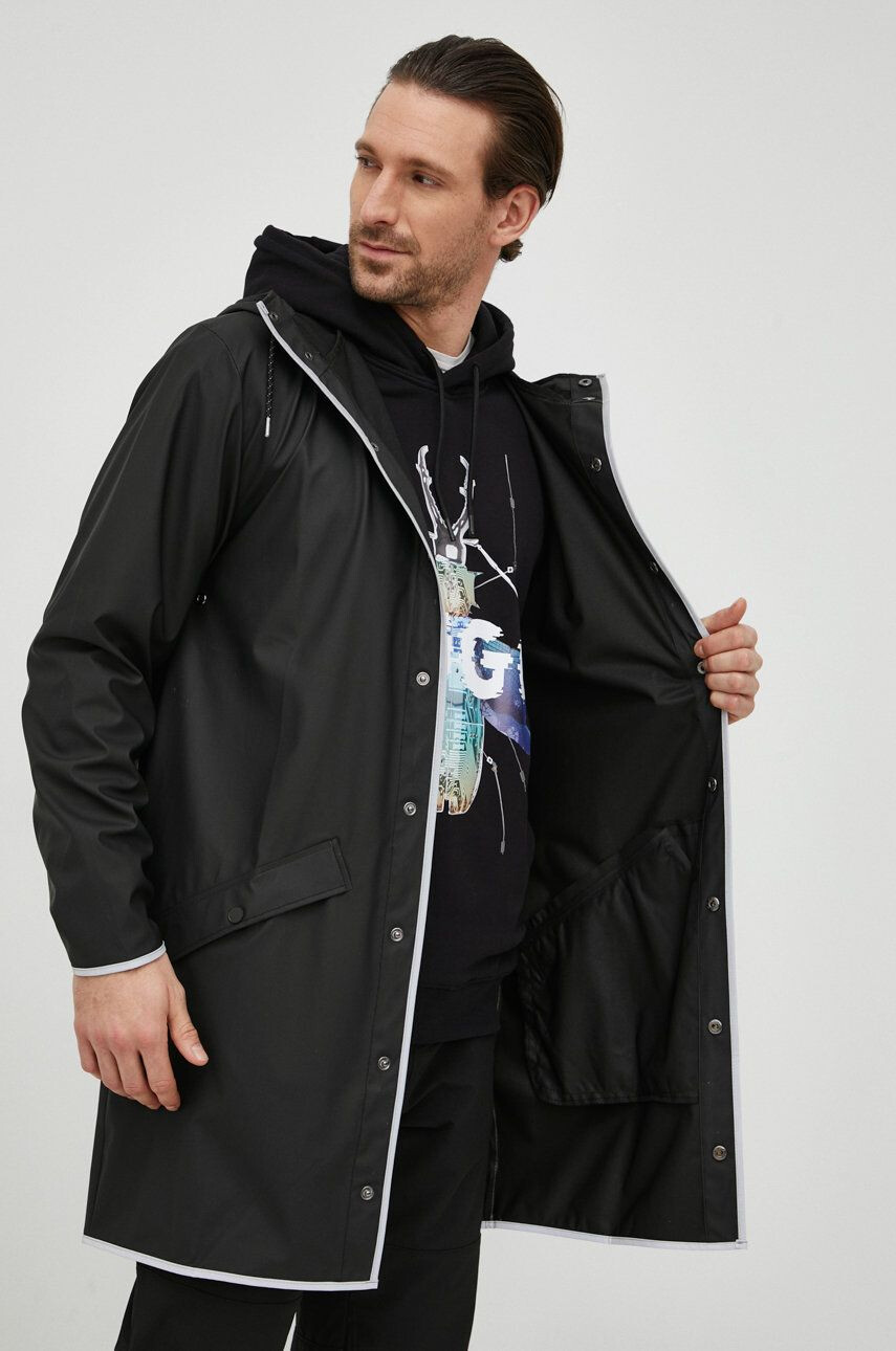 Rains Яке 18540 Long Jacket Reflective в черно с преходна изолация - Pepit.bg