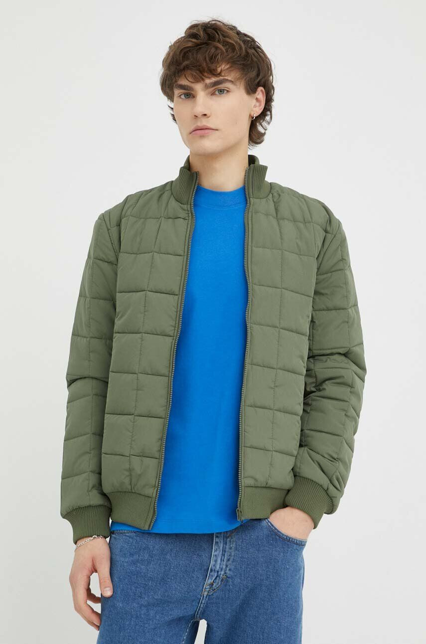 Rains Яке бомбър 18180 Liner High Neck Jacket в зелено с преходна изолация - Pepit.bg