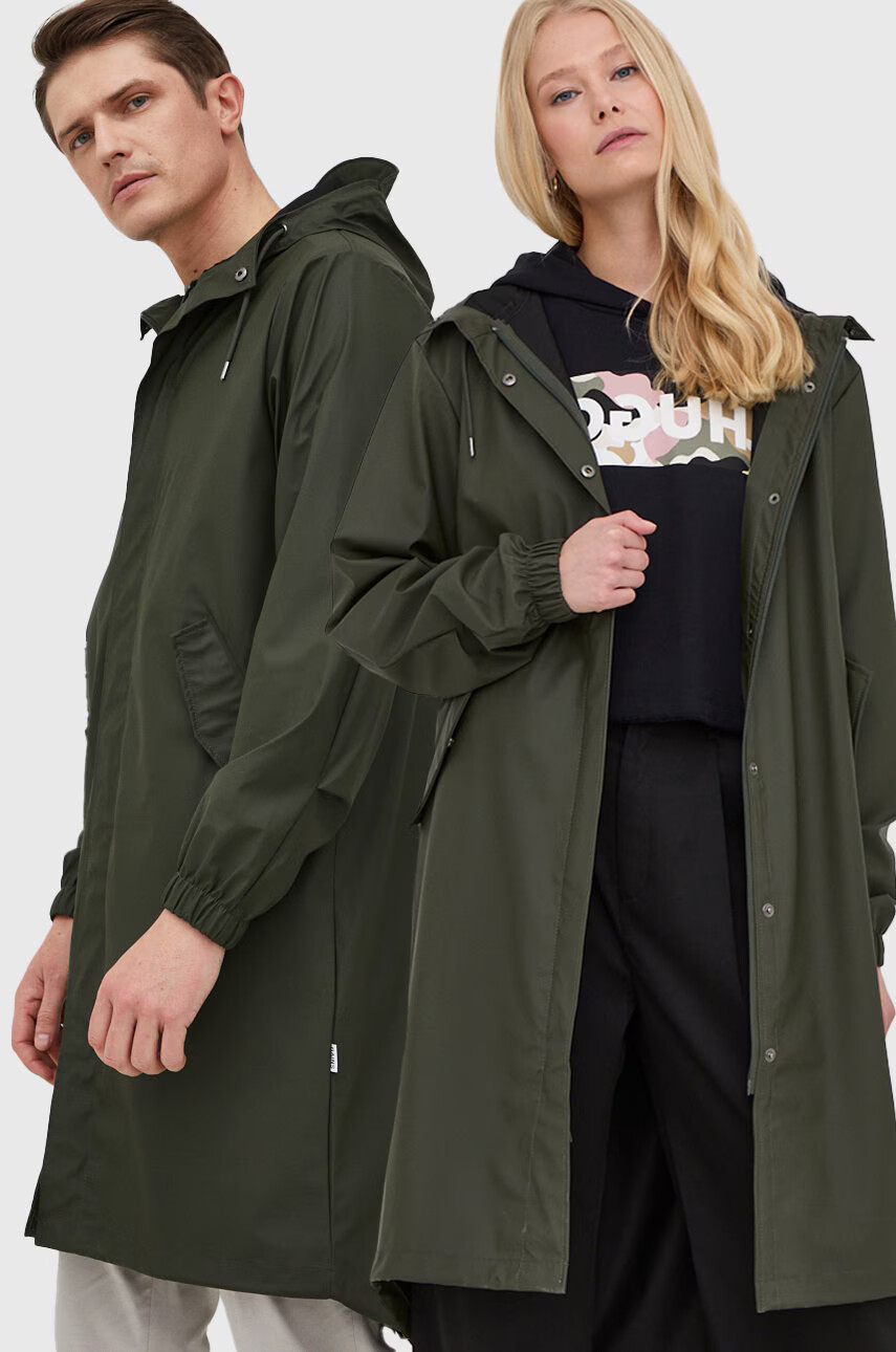 Rains Непромокаемо яке 18140 Fishtail Parka в зелено с преходна изолация - Pepit.bg