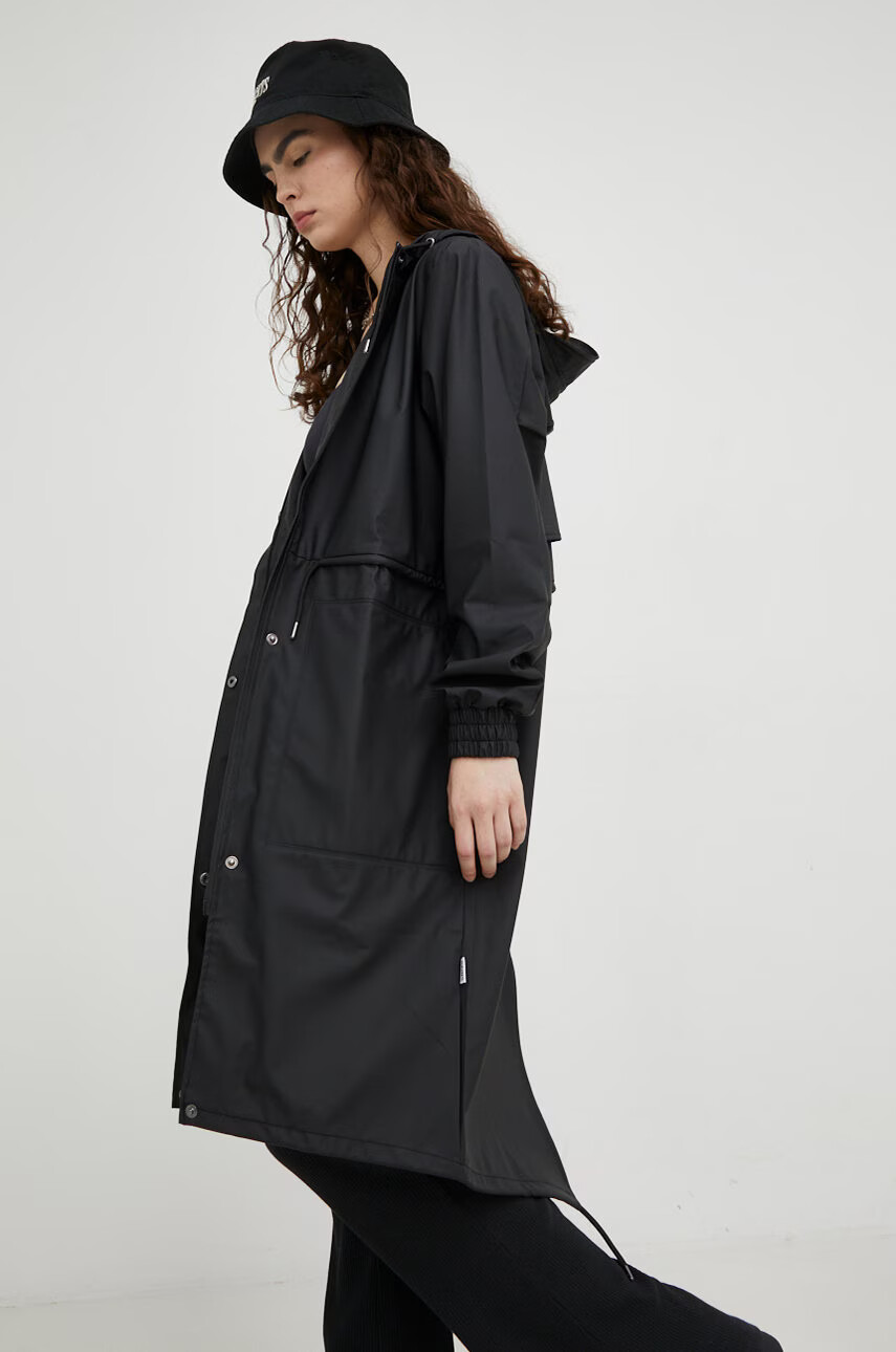 Rains Непромокаемо яке 18550 String Parka в черно с преходна изолация - Pepit.bg