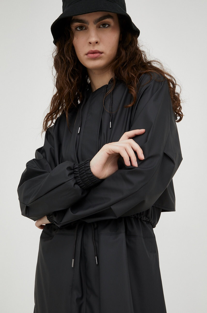 Rains Непромокаемо яке 18550 String Parka в черно с преходна изолация - Pepit.bg