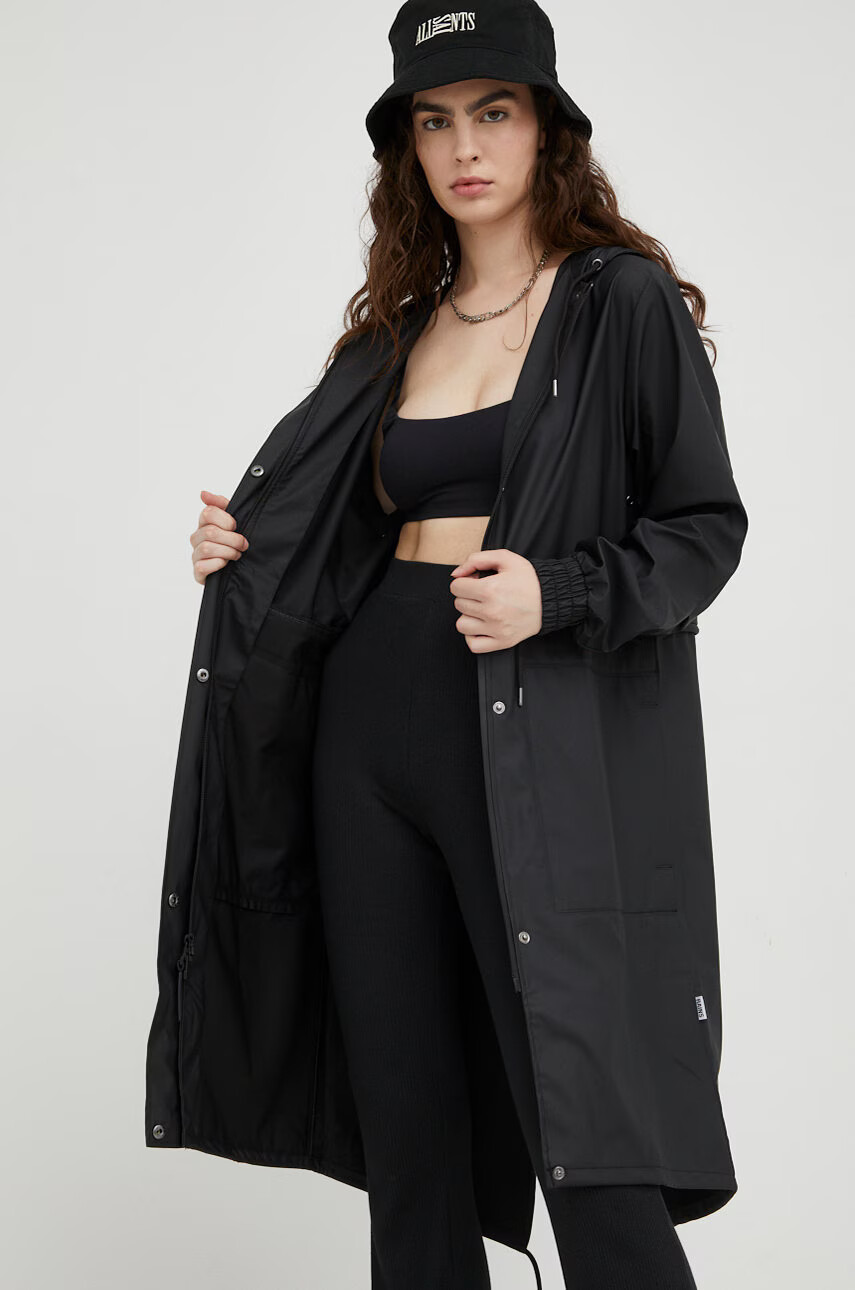 Rains Непромокаемо яке 18550 String Parka в черно с преходна изолация - Pepit.bg