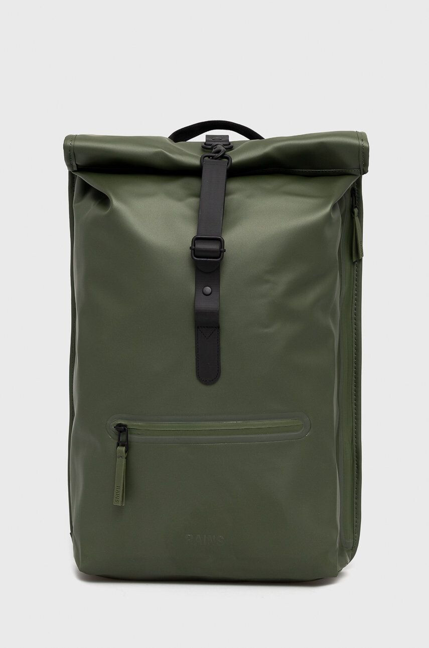 Rains Раница 13160 Rolltop Rucksack в зелено голям размер с изчистен дизайн - Pepit.bg