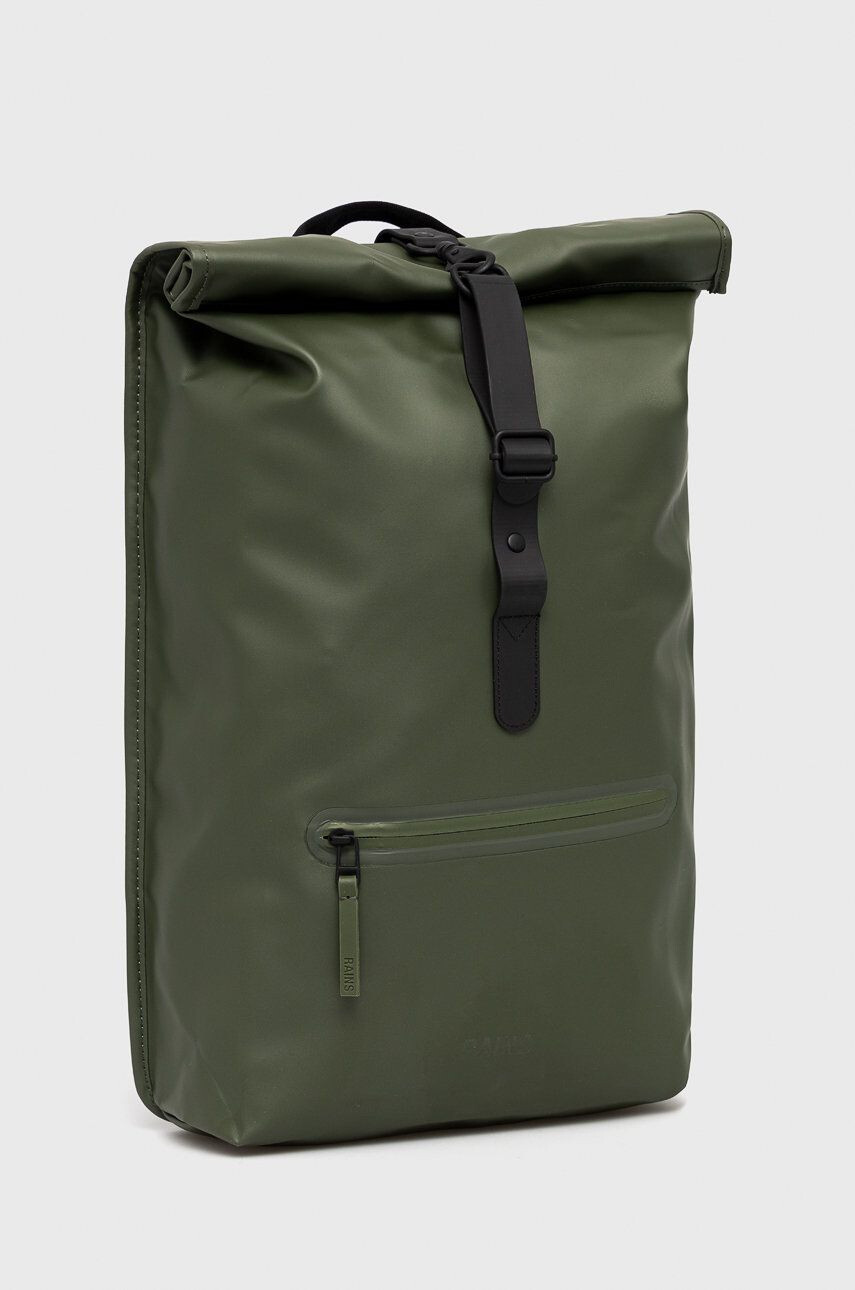 Rains Раница 13160 Rolltop Rucksack в зелено голям размер с изчистен дизайн - Pepit.bg