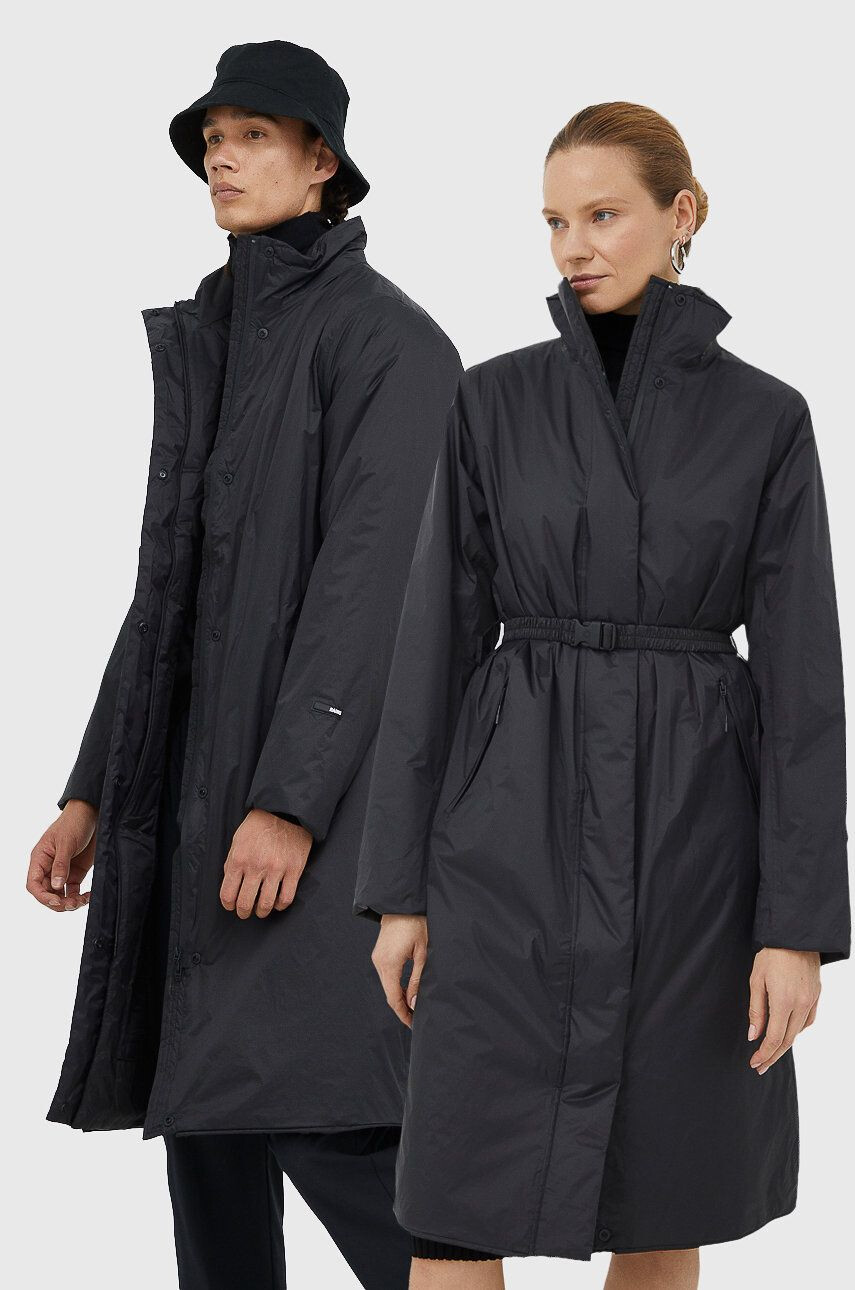 Rains Яке 15500 Long Padded Nylon W Coat в черно с преходна изолация - Pepit.bg