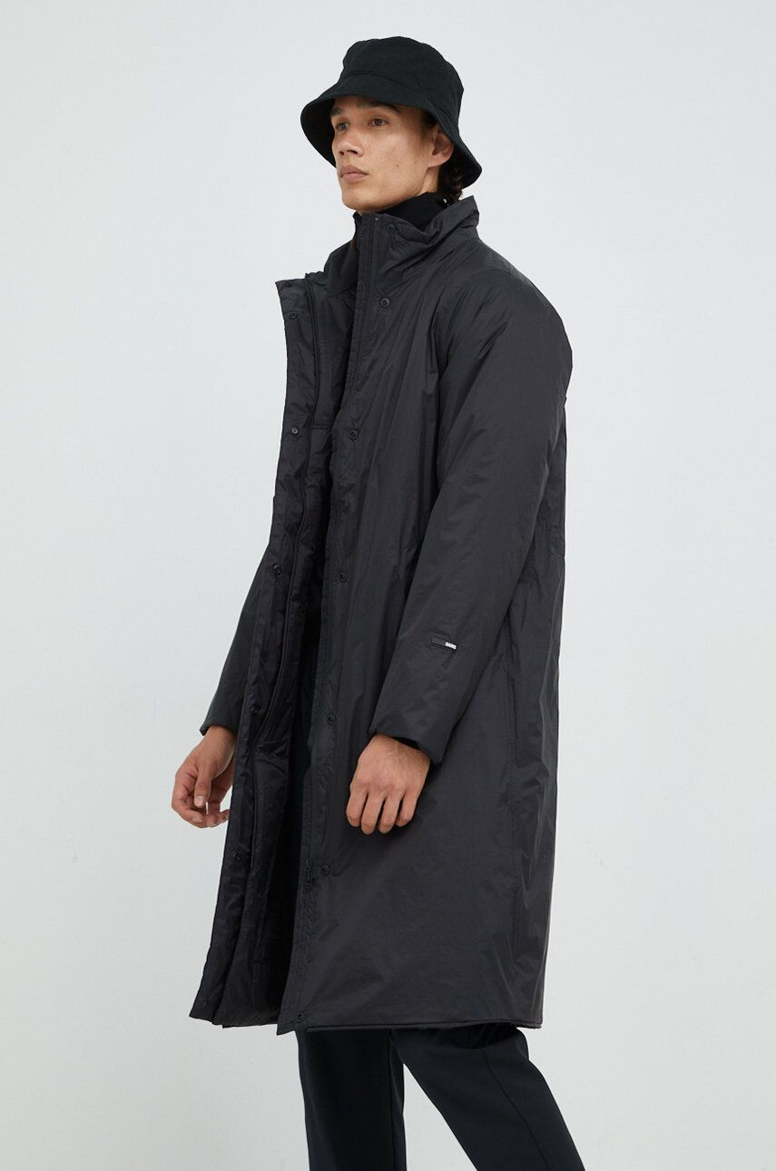 Rains Яке 15500 Long Padded Nylon W Coat в черно с преходна изолация - Pepit.bg