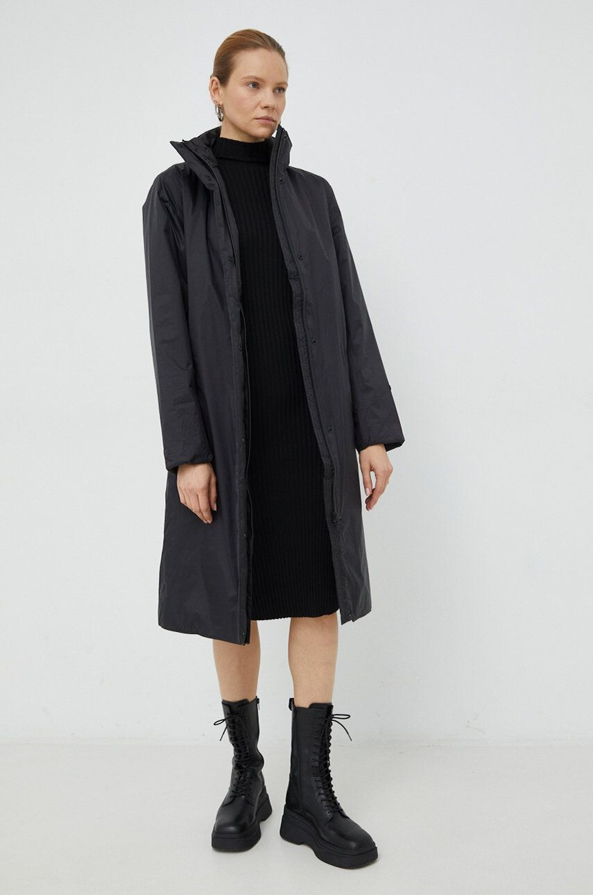 Rains Яке 15500 Long Padded Nylon W Coat в черно с преходна изолация - Pepit.bg