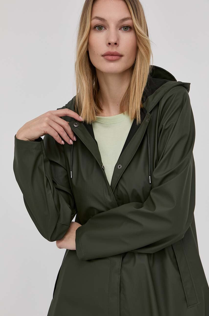 Rains Яке 18340 A-line Jacket дамско в зелено с преходна изолация - Pepit.bg