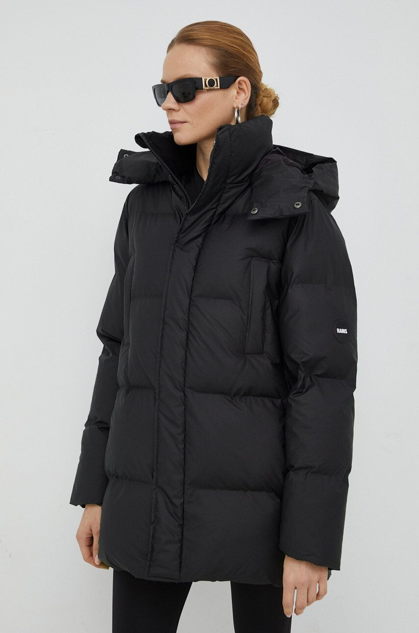 Rains Яке 15040 Boxy Puffer Parka в черно със зимна изолация - Pepit.bg